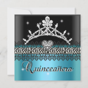 Convite Aniversário de Quinceanera Zebra Azul Turquesa Pre