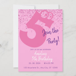 Convite Aniversário de raparigas rosa e roxas
