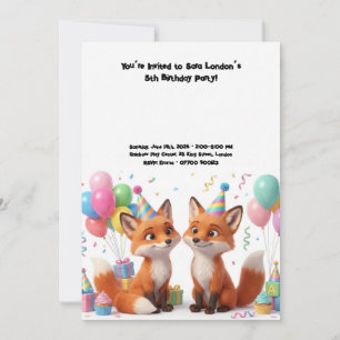 Convite Aniversário de Raposa Adorável