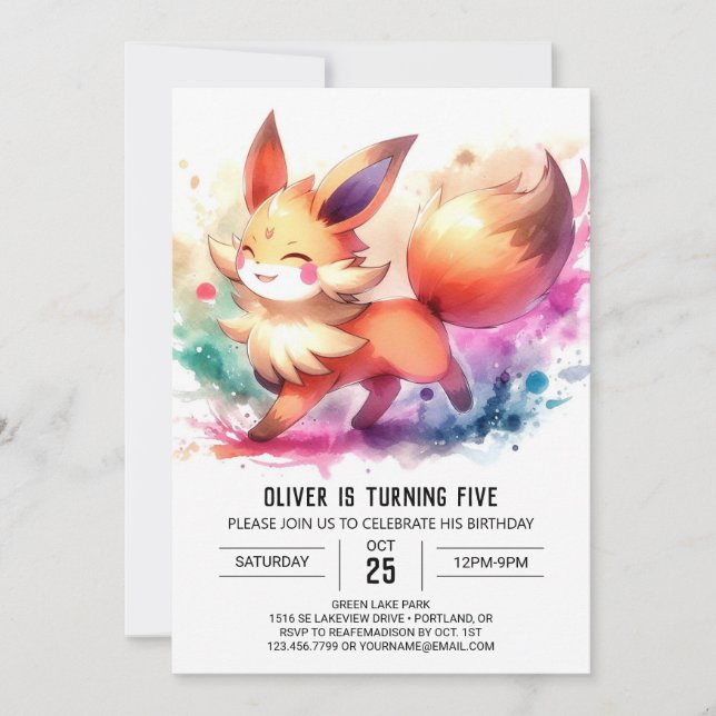 Convite Aniversário de Raposa Encantada Imprimível (Frente)