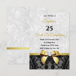 Convite Aniversário de Renda e Damasco