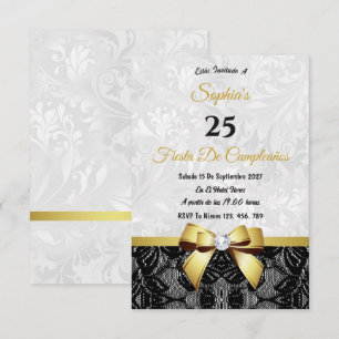 Convite Aniversário de Renda e Damasco