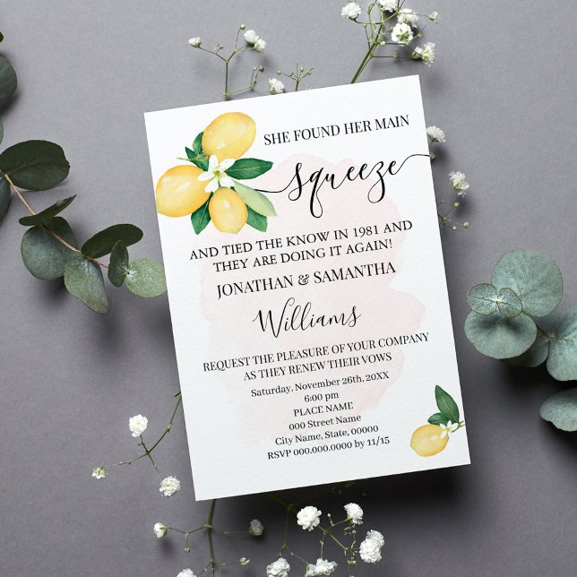 Convite Aniversário de Renovação de Votos Casamento Limões (Criador carregado)