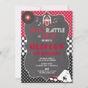 Convite Aniversário de Rock & Roll Sock Hop dos Anos 50
