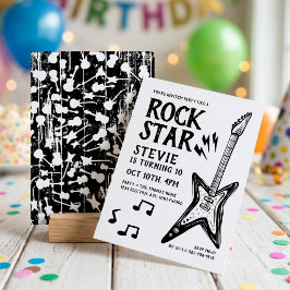 Convite Aniversário de Rock Star de Guitarra de Rock and R