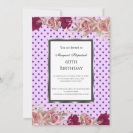 Convite Aniversário de Rosas Rosa Vermelhas bolinhas