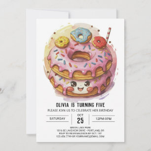 Convite Aniversário de Rosquinhas Simples Rosa