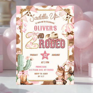 Convite Aniversário de Segunda Rodeio da Cowgirl Rosa Sadd