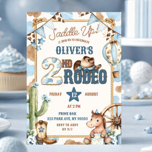 Convite Aniversário de Segundo Rodeio com Sela de Cowboy A
