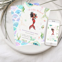 Aniversário de Sereia com Glitter em Aquarela