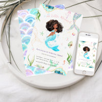 Aniversário de Sereia com Glitter em Aquarela