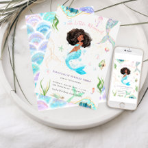 Aniversário de Sereia com Glitter em Aquarela
