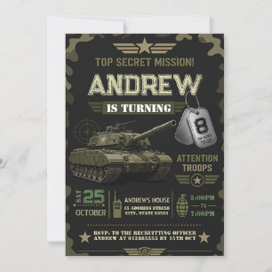 Convite Aniversário de Soldado Moderno Pessoal