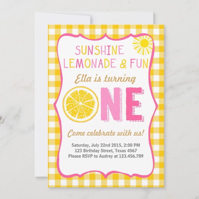 Convite Aniversário de Sunshine e Lemonade (Frente)