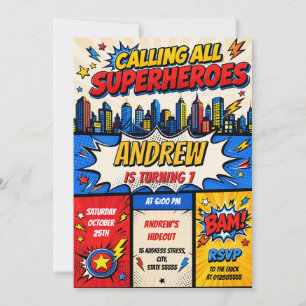 Convite Aniversário de Super-Herói Personalizado