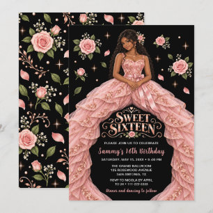 Convite Aniversário de Sweet Sixteen Rosa
