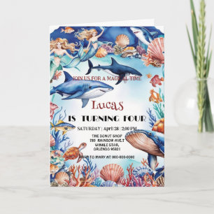 Convite aniversário de tartaruga arco-íris