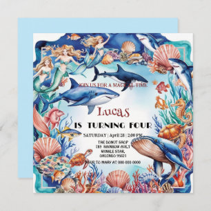 Convite aniversário de tartaruga arco-íris