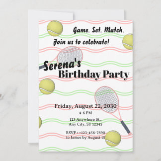 Convite Aniversário de Tênis