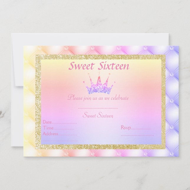 CONVITE ANIVERSÁRIO DE TIARA DE PASTEL DE SEZE DOIS ANOS D (Frente)