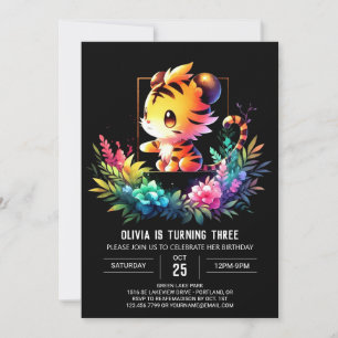 Convite Aniversário de Tigre Encantado Adorável