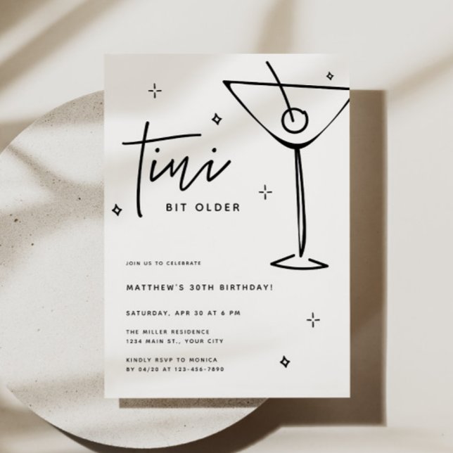 Convite Aniversário de TIni Bit Older Martini (Tini Bit Older Martini Birthday Invitation)