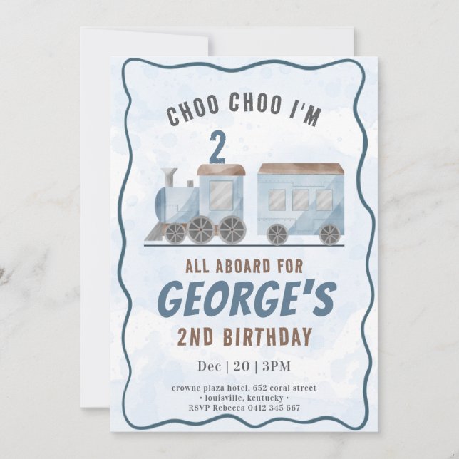 Convite Aniversário de Transporte Veicular Trem ChooChoo (Frente)