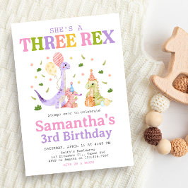 Convite Aniversário de Três Dinossauros Rex