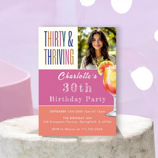 Convite Aniversário de Trinta & Próspero com Faixa Colorid (Criador carregado)