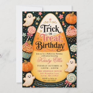 Convite Aniversário de Truque ou Travessura de Pirulito de