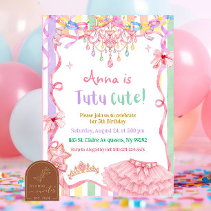 Convite Aniversário de Tutu Colorido e Chique