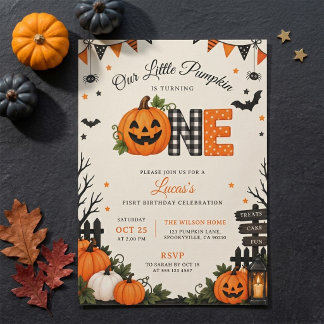 Convite Aniversário de Um Ano Assustador de Halloween Lara
