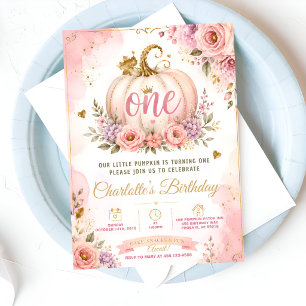 Convite Aniversário de Um Ano da Abóbora Rosa