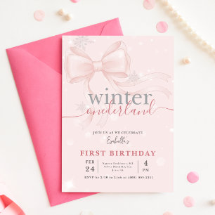 Convite Aniversário de Um Ano da Bebê Rosa Onederlan de In