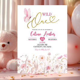 Convite Aniversário de um ano da Borboleta Flor Silvestre 