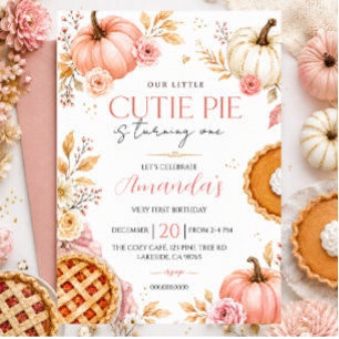 Convite Aniversário de Um Ano da Menina Abóbora Little Cut