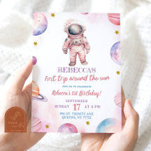 Aniversário de Um Ano da Menina Astronauta Minimal