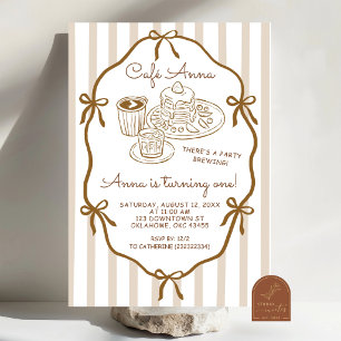 Convite Aniversário de Um Ano de Café́ Caprichoso Desenhad