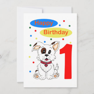 Convite Aniversário de Um Ano do Bebê Cachorrinho Fofo e C