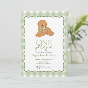 Convite Aniversário de Um Ano do Cachorro Verde Golden