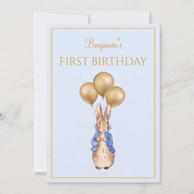 Convite Aniversário de um ano do coelho personalizado (Frente)