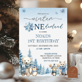 Convite Aniversário de Um Ano do Inverno Onederland Animai