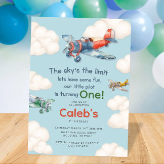 Convite Aniversário de Um Ano do Pequeno Piloto