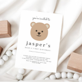 Convite Aniversário de um ano do ursinho de pelúcia