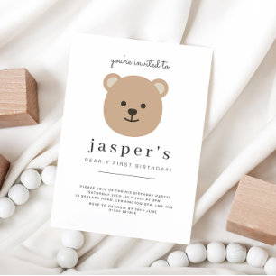 Convite Aniversário de um ano do ursinho de pelúcia