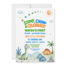 Aniversário de Um Ano Estilo Stomp Chomp Dinossaur