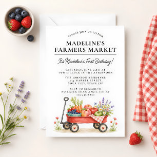 Convite Aniversário de um ano Fofo Mercado de Agricultores