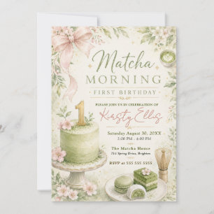 Convite Aniversário de Um Ano Matcha Morning