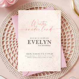 Convite Aniversário de Um Ano Onederland de Inverno com Aq