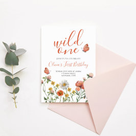 Convite Aniversário de um ano Wild One Wildflower